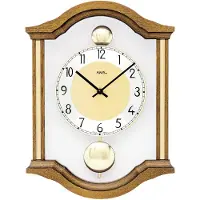 AMS W7447-4 wandklok met een stevige behuizing van massief eikenhout