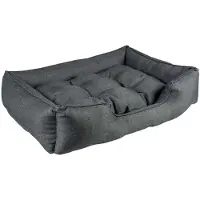 Duvo+ duvoplus Duratex Hondenmand - Hondenbed met Brede Randen & Uitneembaar Kussen - Afneembare Hoes & Anti-slip - M 80x60x16cm - Donkergrijs