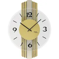 AMS W9673 wandklok met houten behuizing en messingafwerking in antiekstijl