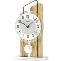 AMS Kwarts Tafelklok met slinger T1260 (Wild) eiken - 25cm hoog met zilverkleurige slinger