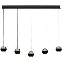 Steinhauer 5-licht eettafel hanglamp Belluno led - zwart met glas