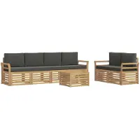 vidaXL Tuinset met 7 zitplaatsen, wit en antraciet, polyester