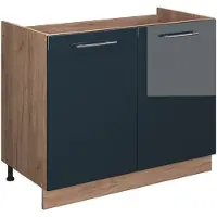 Vicco Wastafelkast Fame-Line Donkerblauw hoogglans/Goudkleurig Eiken 100 cm zonder werkblad, Model 61609