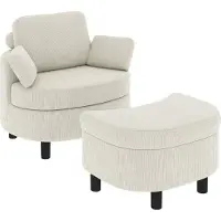 HOMCOM Armchair-Polyester-85,5L x 69B x 78H cm-Cremeweiß