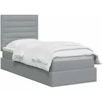vidaXL Opslag bed met matras met opslag Lichtgrijs 90 x 190 cm Stof