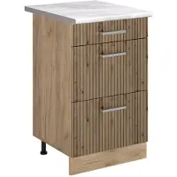 Vicco Keukenonderkast R-Line, Artisanaal eiken/Goudkleurig Eiken, 50 cm marmer werkblad