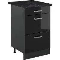 Vicco Keukenonderkast R-Line, Zwart hoogglans/Antraciet, 50 cm antraciet werkblad