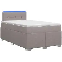 vidaXL Boxspringbed met matras en LED-verlichting, taupe kleur, 120 x 200 cm, stoffen bekleding