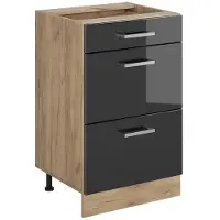 Vicco Keukenonderkast R-Line, Antraciet Hoogglans/Goudkleurig Eiken, 50 cm zonder werkblad