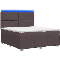 vidaXL LED boxspringbed met matras, donkerbruin, 160 x 200 cm, gestoffeerd