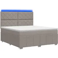 vidaXL LED boxspringbed met matras, taupe, 180 x 200 cm, gestoffeerd