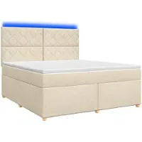 vidaXL Boxspringbed met matras, crème kleur, 160 x 200 cm, gestoffeerd