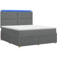 vidaXL LED boxspringbed met matras, donkergrijs, 180 x 200 cm, gestoffeerd