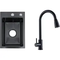 Faizee Home Future RVS Spoelbak Zwart 30x45x22 cm met Wave Kraan