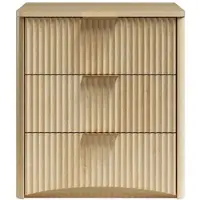 STILVORA Nachtkastje 58x38x64 Cm – Drie Laden Met Geruisloze Geleiders – Veilige Ronde Hoeken – Zonder Matras – MDF – Eiken