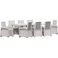 vidaXL Tuin Eettafel Set 9 st Wit en crèmekleurig PP
