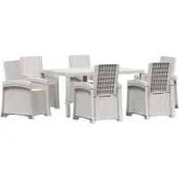 vidaXL Tuin Eettafel Set 7 st Wit en crèmekleurig PP