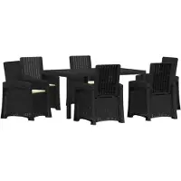vidaXL Tuin Eettafel Set 7 st Antraciet- en crèmekleurig PP