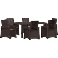 vidaXL Tuin Eettafel Set 7 st Bruin en Taupe PP