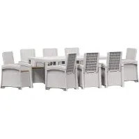 vidaXL Tuin Eettafel Set 9 st Wit en Taupe PP