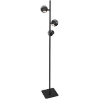 Steinhauer Belluno 4590ZW – Zwarte 3-lichts vloerlamp met smoke glas en dimmer