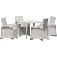 vidaXL Tuin Eettafel Set 5 st Wit en crèmekleurig PP