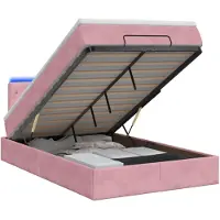 vidaXL Ottomanbed met matras en LED-verlichting, roze, 120 x 200 cm, fluweel