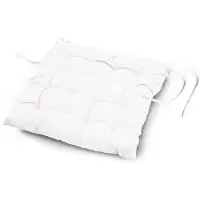 Douceur d'intérieur Stoelkussen Essential Wit 40 x 40 cm - Eetkamer & Tuinstoel zitkussen met linten - 100% Polyester - Geschikt voor buiten