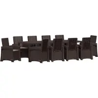 vidaXL Tuin Eettafel Set 11 st Bruin en lichtgrijs PP