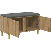 vidaXL Schoenbank met kussen Artisanaal eiken 80 x 38 x 46 cm