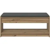 vidaXL Schoenbank met kussen Artisanaal eiken 103 x 38 x 45 cm