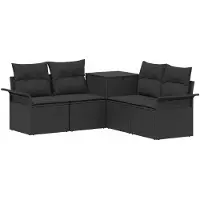 vidaXL Bankstel 5 st Zwart Poly Rattan en Staal