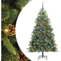 vidaXL Kunstmatige Scharnierende Kerstboom met Kegels Groen 180 cm