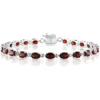 Cavill - Zilveren armband met 21 Mozambique granaten - 925 Sterling Zilver - 9,153 karaat - Elegante dames armband rode edelstenen ovale stenen