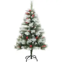 vidaXL Kunstkerstboom Groen en wit 120 cm PVC en Metaal en Plastic