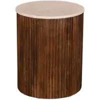 Giga Meubel Bijzettafel Davi Marmer Donkerbruin Rond 45cm