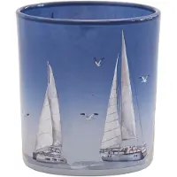 Clayre & Eef Waxinelichthouder Blauw Glas
