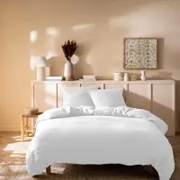 Matt & Rose Dekbedovertrek - Lits Jumeaux - Wit - 240 x 220 + (2x)65 x 65 cm - Mousseline Katoen