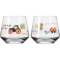 Ritzenhoff Waterglazen - Boerderij Tractor Design - 2 Stuks - Kristalglas - 420 ml - Drinkglazen Kinderen voor Water, Limonade, Sap - Geschikt voor de Vaatwasser