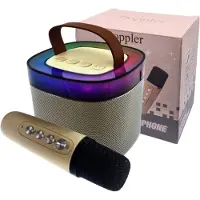 Doppler Diamond – Bluetooth Karaoke Set met Draadloze Microfoon, LED Verlichting & 10W Stereo Speaker – Crème