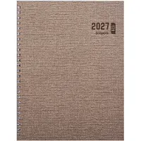 Brepols bureau agenda 2027 - ECOTIMING [0.180] - KAZAR - Bureau agenda - 1 week op 2 pagina's - Weekoverzicht - Wire-O - Bruin - 17.1 x 22 cm