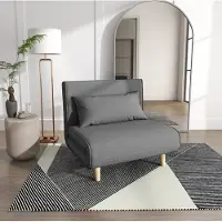 HAUSS SPOLE Fauteuil - Klapsofa Met Verstelbare Rugleuning - 2-in-1 Slaapstoel Voor Woonkamer En Logeerkamer - Stof Grijs