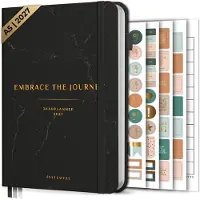 Systemyze Agenda 2027 A5 Hardcover - Weekplanner - Maandplanner - Planner - Jaarplanner 2027 - Habit Tracker - 170 Stickers - Marble