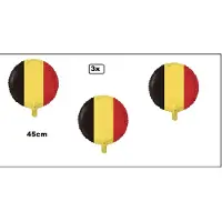 Wefiesta 3x Folie ballon Belgium 45cm - niet opgeblazen geleverd - Landen EK WK Belgie festival thema feest fun