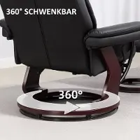 HAUSS SPOLE Relaxfauteuil Met Hocker 360 Draaibaar Met Verstelbare Ligfunctie Kunstleer Zwart Voor Woonkamer En Tv-Kamer