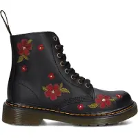 Dr. Martens 1460 Pascal leren gebloemde enkelboots met borduursels - zwart Meisjes Leer - maat 27