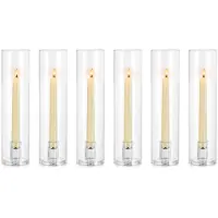 Unyqoos Set van 6 robuuste glazen cilinders voor kaarsen als stijlvolle tafeldecoratie, transparant, 30*7cm, 6 stuks