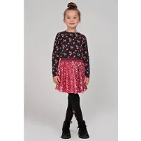 Jubel maillot Moon Flowers antraciet/roze/paars Grijs Meisjes Stretchkatoen - maat 104