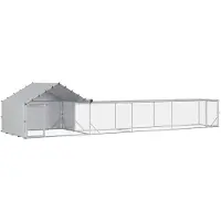 vidaXL Kip Coop met Dak en Tuin 2 st zilver 7 x 2 x 1,5 m