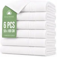 Droomtextiel Handdoeken - 50 x 100 cm - set van 6 - Hotelkwaliteit – Zware kwaliteit 550 g/m2 - Zacht & Absorberend - Wit